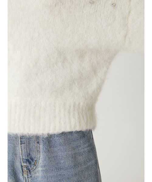 FRAY I.D(フレイアイディー)の「アルパカシャギービジューオフショルニット(ニット/セーター・レディース・アイボリー/ライトグレー/ブルー・F)」の10枚目の写真