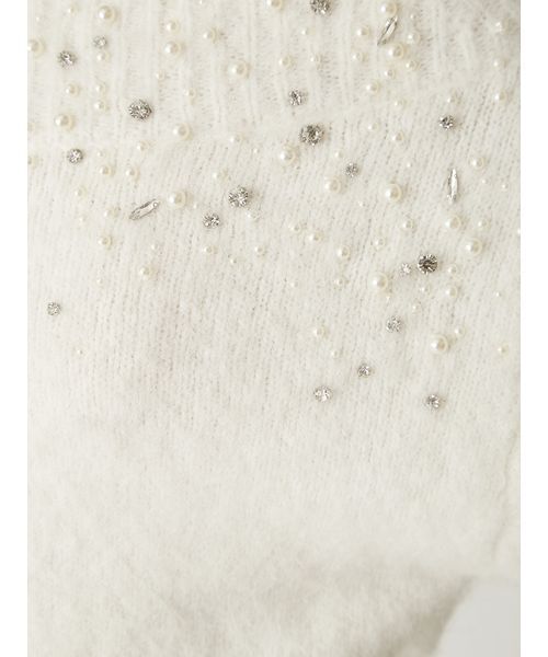 FRAY I.D(フレイアイディー)の「アルパカシャギービジューオフショルニット(ニット/セーター・レディース・アイボリー/ライトグレー/ブルー・F)」の17枚目の写真