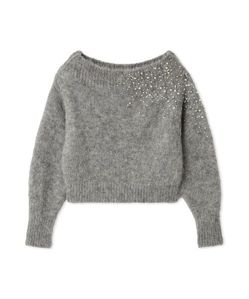 FRAY I.D(フレイアイディー)の「アルパカシャギービジューオフショルニット(ニット/セーター・レディース・アイボリー/ライトグレー/ブルー・F)」の18枚目の写真