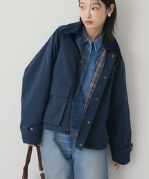 crank ショート丈コート　ネイビー トレンチコート（ブルー・ネイビー/青色系・ショート丈