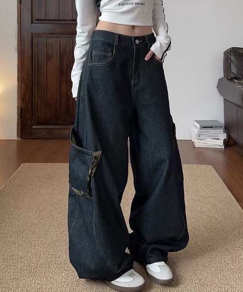 yuue' ( wear )（ユーイ）の「レオパードデザインポケットカーブワイドデニムパンツ（デニムパンツ・レディース・ブルー系その他・S/M/L）」の6枚目の写真