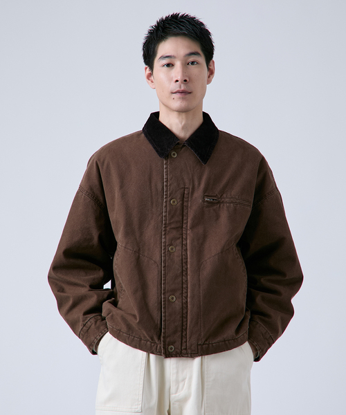 B.C STOCK(ベーセーストック)の「【PLANET OF EARTH】ヘビーダック パテッドブルゾン(ミリタリージャケット・メンズ・ブラウン/ベージュ/ブラック・MEDIUM/LARGE)」の3枚目の写真