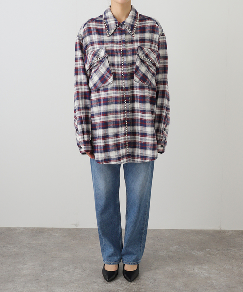 OPEN Yy(オープンワイワイ)の「【OPEN YY / オープンワイワイ】 Woven BEADED POCKET SHIRT YY254ST001(シャツ/ブラウス・レディース・レッド/ブラウン・SMALL/MEDIUM)」の18枚目の写真