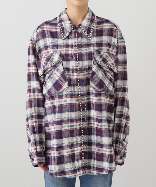 OPEN Yy(オープンワイワイ)の「【OPEN YY / オープンワイワイ】 Woven BEADED POCKET SHIRT YY254ST001(シャツ/ブラウス・レディース・レッド/ブラウン・SMALL/MEDIUM)」の19枚目の写真