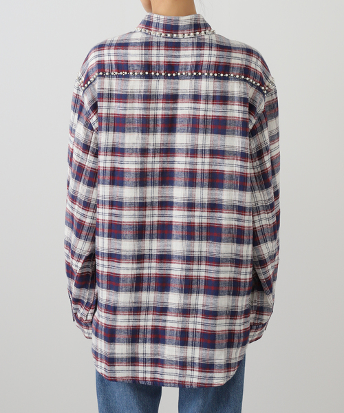OPEN Yy(オープンワイワイ)の「【OPEN YY / オープンワイワイ】 Woven BEADED POCKET SHIRT YY254ST001(シャツ/ブラウス・レディース・レッド/ブラウン・SMALL/MEDIUM)」の3枚目の写真