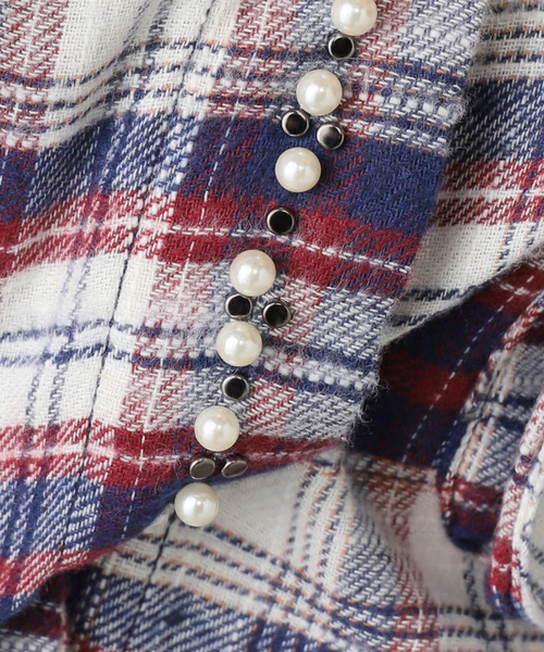 OPEN Yy(オープンワイワイ)の「【OPEN YY / オープンワイワイ】 Woven BEADED POCKET SHIRT YY254ST001(シャツ/ブラウス・レディース・レッド/ブラウン・SMALL/MEDIUM)」の11枚目の写真