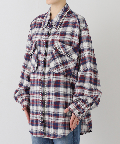 OPEN Yy(オープンワイワイ)の「【OPEN YY / オープンワイワイ】 Woven BEADED POCKET SHIRT YY254ST001(シャツ/ブラウス・レディース・レッド/ブラウン・SMALL/MEDIUM)」の17枚目の写真