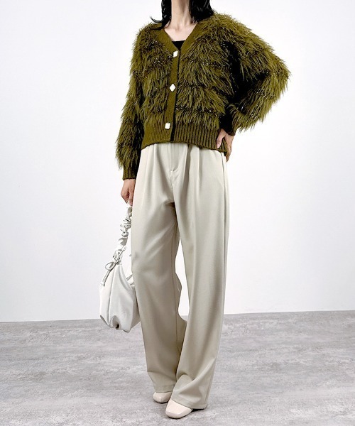 CLOTHY(クロシィ)の「【モード&ラグジュアリーMIX】フリンジシャギーニットカーディガン(カーディガン/ボレロ・レディース・グリーン/レッド/ブラウン・FREE)」の19枚目の写真