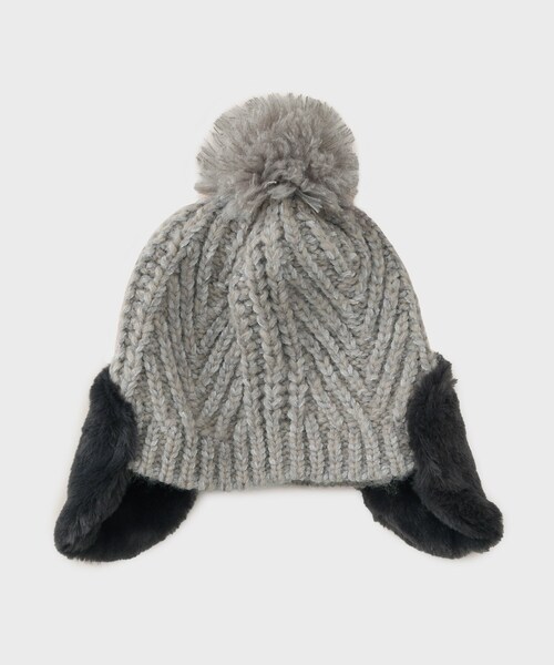 THE SHOP TK （ザ ショップ ティーケー ）の「フェイクファー耳当てワッチ（ニットキャップ/ビーニー・レディース・アイボリー/グレー・00）」の2枚目の写真