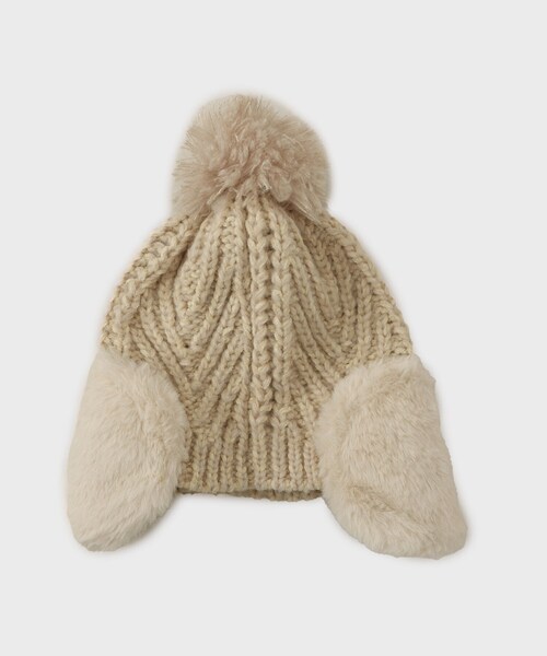 THE SHOP TK （ザ ショップ ティーケー ）の「フェイクファー耳当てワッチ（ニットキャップ/ビーニー・レディース・アイボリー/グレー・00）」の4枚目の写真