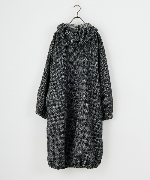 mizuiro ind/ミズイロインド] ウールブレンド フードロングコート