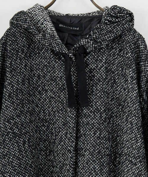 セール】[mizuiro ind/ミズイロインド] ウールブレンド フードロング