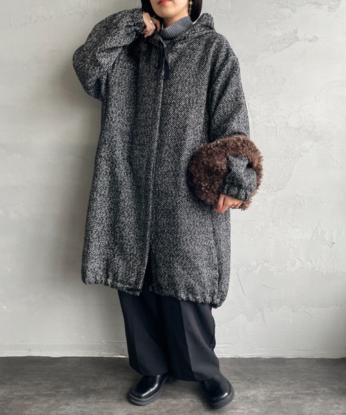 ミズイロインド　フード付アウター mizuiroind（ミズイロインド）の「mizuiro ind フード付きワイドダウン