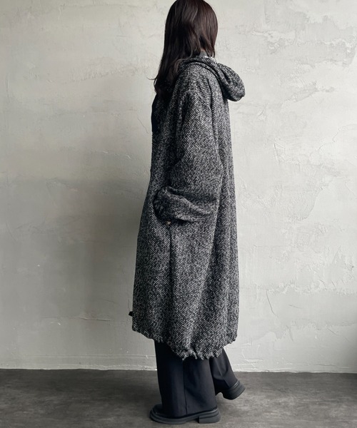 【mizuiro ind】ミズイロインド フード付きロングダウンコート セール】[mizuiro ind/ミズイロインド] ウールブレンド フードロング