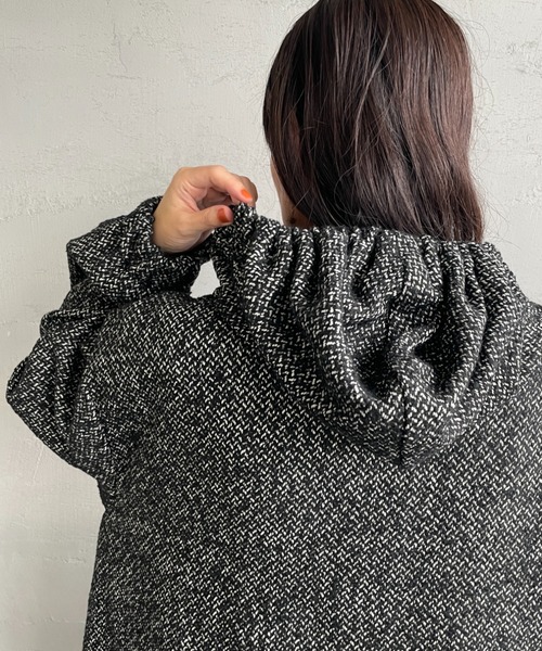 セール】[mizuiro ind/ミズイロインド] ウールブレンド フードロング