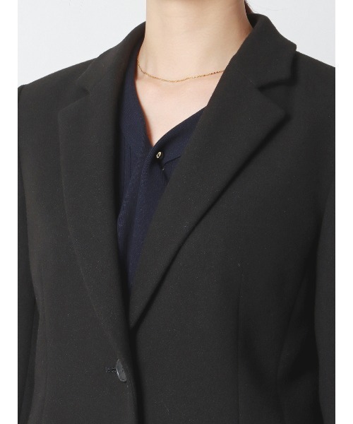 SUIT SQUARE(スーツスクエア)の「シングルチェスターコート ウールライクジャージーメルトン 無地(チェスターコート・レディース・ブラック・40(11号)/38(9号))」の7枚目の写真