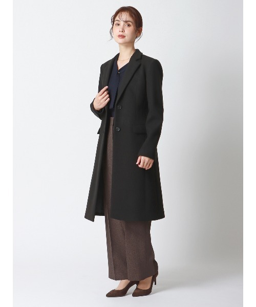 SUIT SQUARE(スーツスクエア)の「シングルチェスターコート ウールライクジャージーメルトン 無地(チェスターコート・レディース・ブラック・40(11号)/38(9号))」の9枚目の写真