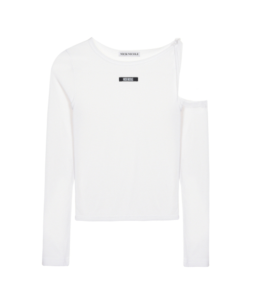 NICK&NICOLE(ニックアンドニコール)の「TWIST CUT OUT RIBBED SLEEVE TOP_WHITE(Tシャツ/カットソー・レディース・その他・FREE)」の4枚目の写真
