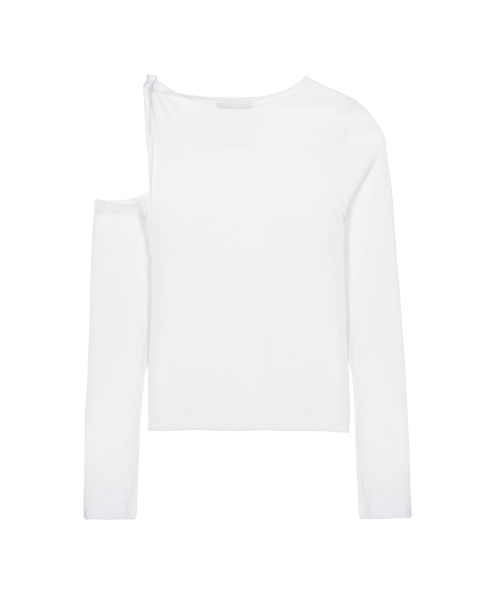 NICK&NICOLE(ニックアンドニコール)の「TWIST CUT OUT RIBBED SLEEVE TOP_WHITE(Tシャツ/カットソー・レディース・その他・FREE)」の5枚目の写真