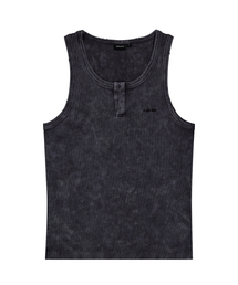 Vintage Washed Slit Sleeveless (Dark Blue)
