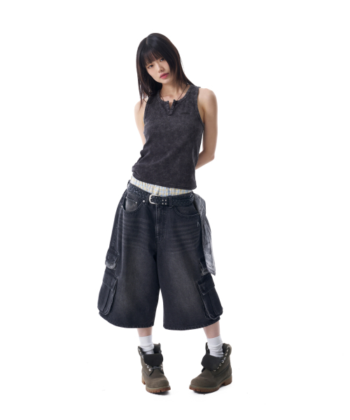 AAKAM(アーカム)の「Vintage Washed Slit Sleeveless (Dark Blue)(Tシャツ/カットソー・レディース・その他・1/2)」の6枚目の写真