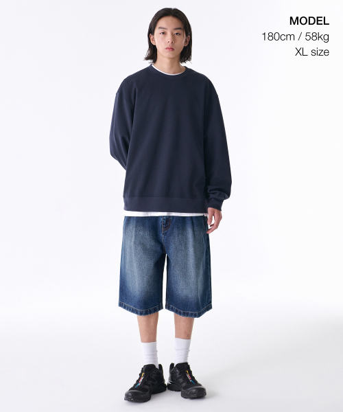 MUSINSA STANDARD（ムシンサスタンダード）の「[クールタンダード] レギュラースウェットシャツ [ネイビー]（スウェット・メンズ・その他・MEDIUM/LARGE/X-LARGE/XX-LARGE/SMALL/XXX-LARGE）」の2枚目の写真