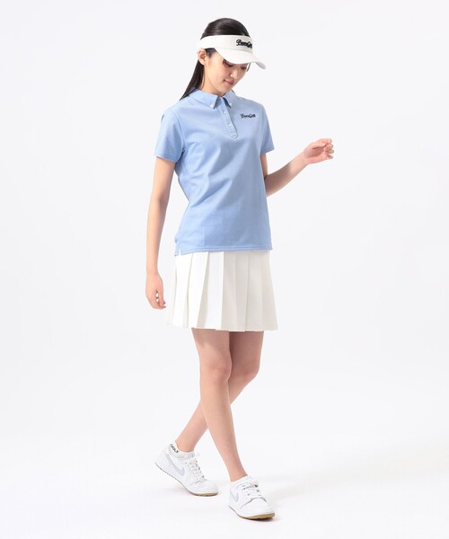 BEAMS GOLF(ビームスゴルフ)の「ORANGE LABEL / 鹿の子 ボタンダウン ポロシャツ(吸水速乾・UVカット)(ポロシャツ・レディース・サックスブルー/ネイビー・LARGE/MEDIUM/SMALL)」の9枚目の写真