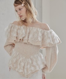 etre loin | Shiny lace frill knit top(ニット/セーター)