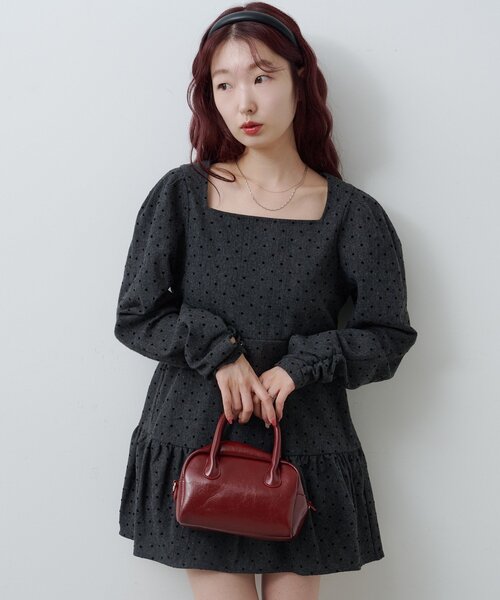 Kastane（カスタネ）の「ドットツイードミニワンピース（ワンピース・レディース・グレー/ブラック・FREE）」の5枚目の写真