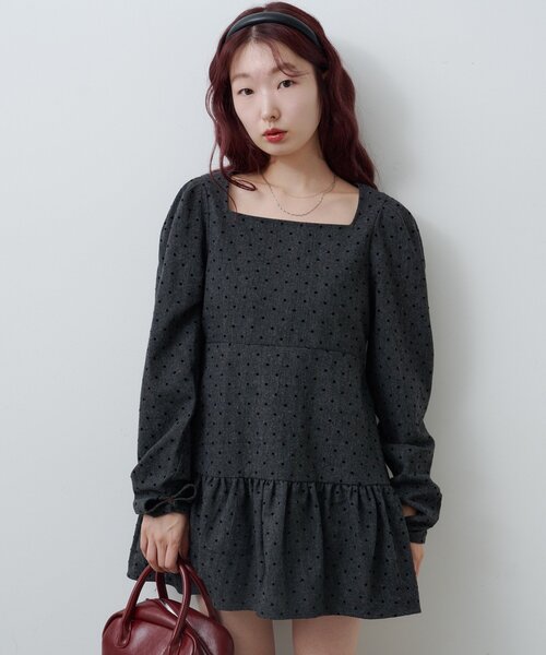 Kastane（カスタネ）の「ドットツイードミニワンピース（ワンピース・レディース・グレー/ブラック・FREE）」の4枚目の写真