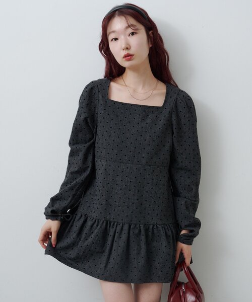 Kastane（カスタネ）の「ドットツイードミニワンピース（ワンピース・レディース・グレー/ブラック・FREE）」の3枚目の写真