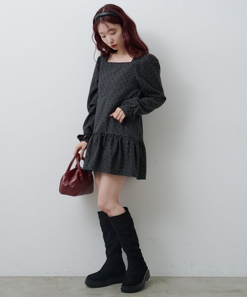Kastane（カスタネ）の「ドットツイードミニワンピース（ワンピース・レディース・グレー/ブラック・FREE）」の20枚目の写真