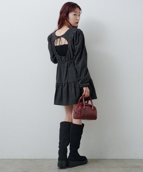 Kastane（カスタネ）の「ドットツイードミニワンピース（ワンピース・レディース・グレー/ブラック・FREE）」の19枚目の写真