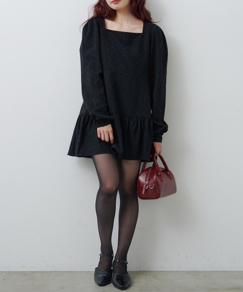 Kastane（カスタネ）の「ドットツイードミニワンピース（ワンピース・レディース・グレー/ブラック・FREE）」の2枚目の写真