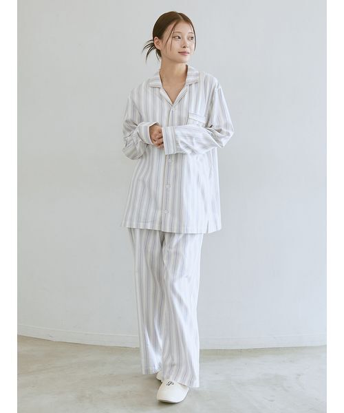 新品　未開封　ジェラートピケ　先染めストライプシャツ&ロングパンツ gelato pique（ジェラートピケ）の「先染めストライプロングパンツ