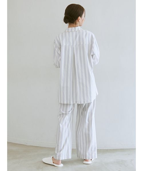 セール】先染めストライプロングパンツ（ルームウェア/パジャマ