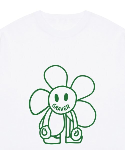 GRAVER（グレーバー）の「[ユニセックス] コミックスラインフラワードローイング半袖Tシャツ_ホワイト（Tシャツ/カットソー・レディース・ホワイト・MEDIUM/LARGE/X-LARGE/SMALL）」の4枚目の写真