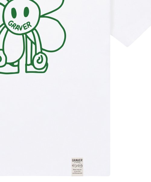 GRAVER（グレーバー）の「[ユニセックス] コミックスラインフラワードローイング半袖Tシャツ_ホワイト（Tシャツ/カットソー・レディース・ホワイト・MEDIUM/LARGE/X-LARGE/SMALL）」の5枚目の写真