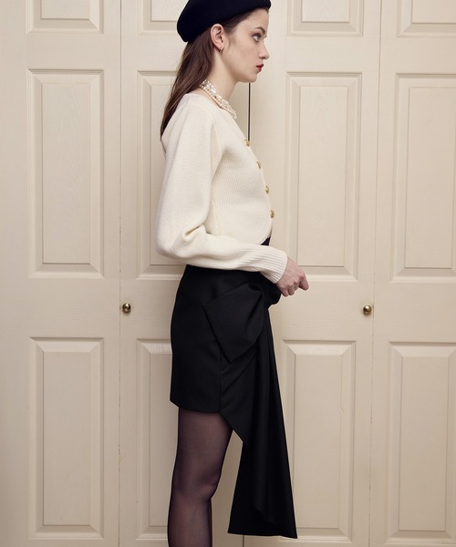 EIMY ISTOIRE（エイミーイストワール）の「フロントリボンミニスカート（スカート・レディース・アイボリー/ブラック・F）」の4枚目の写真