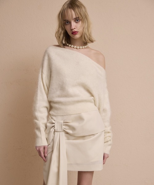 EIMY ISTOIRE（エイミーイストワール）の「フロントリボンミニスカート（スカート・レディース・アイボリー/ブラック・F）」の11枚目の写真