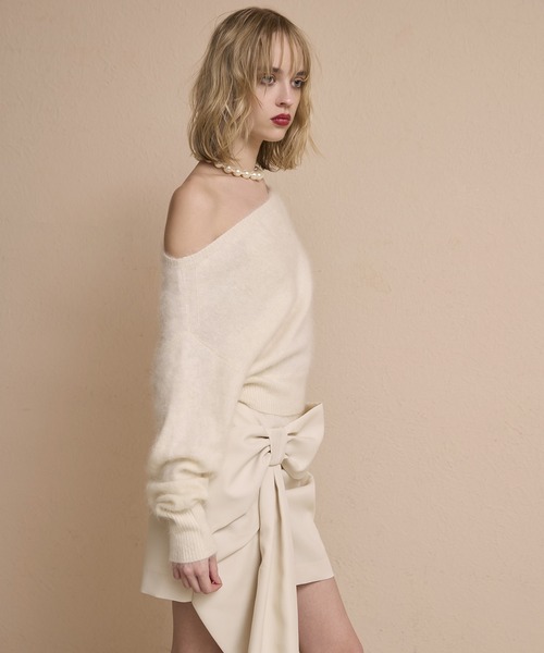 EIMY ISTOIRE（エイミーイストワール）の「フロントリボンミニスカート（スカート・レディース・アイボリー/ブラック・F）」の12枚目の写真