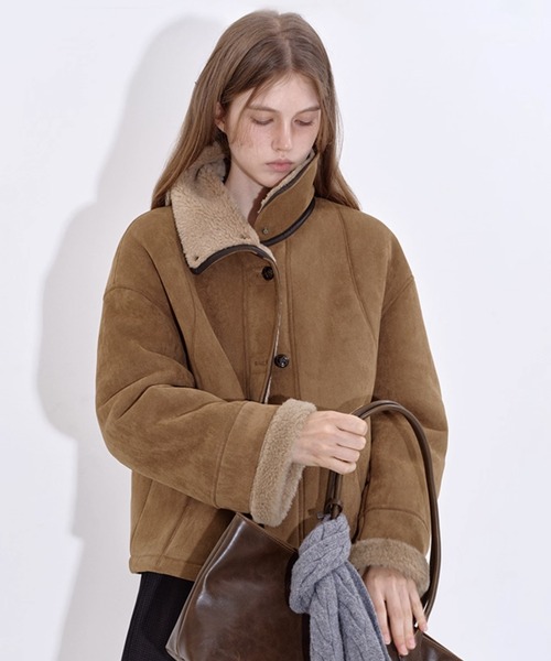 スタンドカラー ムートンショートジャケット FD25W046【Fano Studios