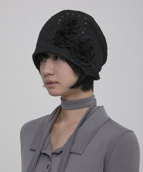 FLAREUP（フレアアップ）の「Ruffle Shirring Beanie (FL-740_Black)（ニットキャップ/ビーニー・レディース・ブラック・OS）」の6枚目の写真