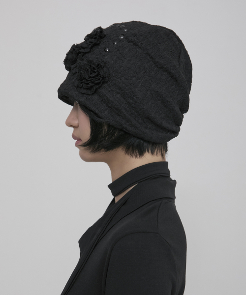 FLAREUP（フレアアップ）の「Ruffle Shirring Beanie (FL-740_Black)（ニットキャップ/ビーニー・レディース・ブラック・OS）」の8枚目の写真