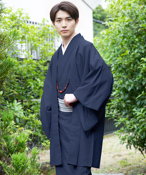 KYOETSU（キョウエツ）の「洗えるメンズ縞柄袷羽織（着物・メンズ・ブラック/ボルドー/ネイビー/ダークグレー・L/S/3L/LL/M）」の3枚目の写真