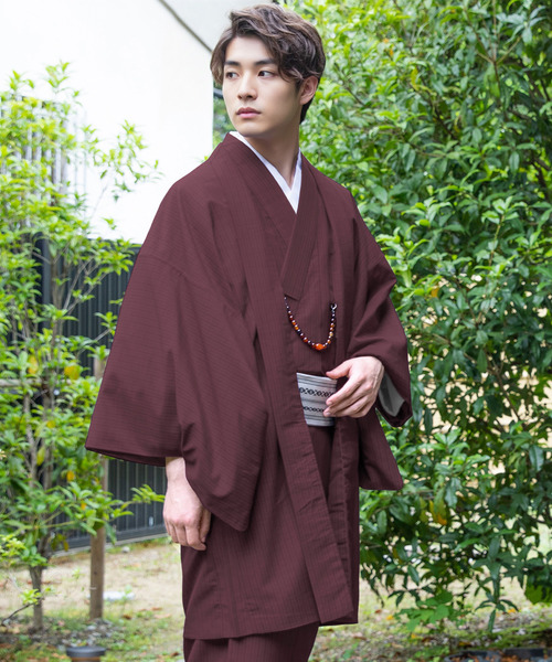 KYOETSU（キョウエツ）の「洗えるメンズ縞柄袷羽織（着物・メンズ・ブラック/ボルドー/ネイビー/ダークグレー・L/S/3L/LL/M）」の4枚目の写真