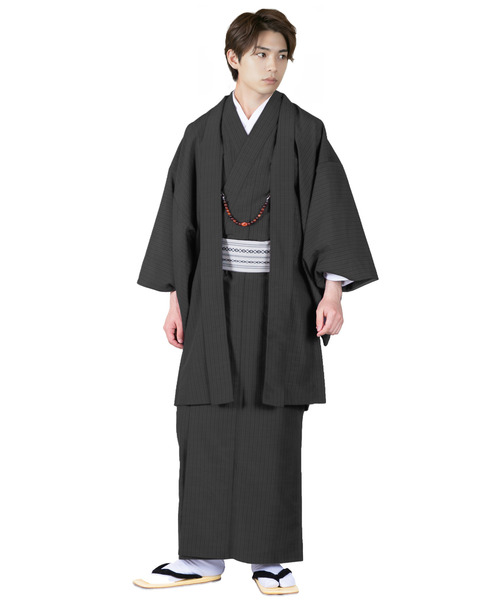 KYOETSU（キョウエツ）の「洗えるメンズ縞柄袷羽織（着物・メンズ・ブラック/ボルドー/ネイビー/ダークグレー・L/S/3L/LL/M）」の11枚目の写真