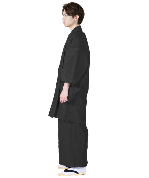 KYOETSU（キョウエツ）の「洗えるメンズ縞柄袷羽織（着物・メンズ・ブラック/ボルドー/ネイビー/ダークグレー・L/S/3L/LL/M）」の12枚目の写真