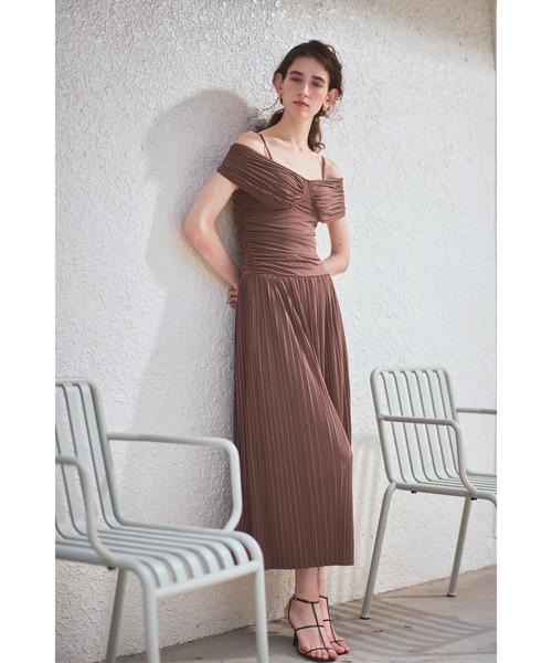 Arabella Pleaded Dress オフショルプリーツカットドレス