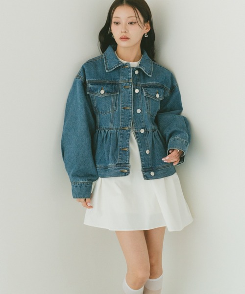 VANNIE U(ヴァニーユー)の「フリルペプラムデニムジャケット(デニムジャケット・レディース・ライトブルー/ブルー・FREE)」の4枚目の写真